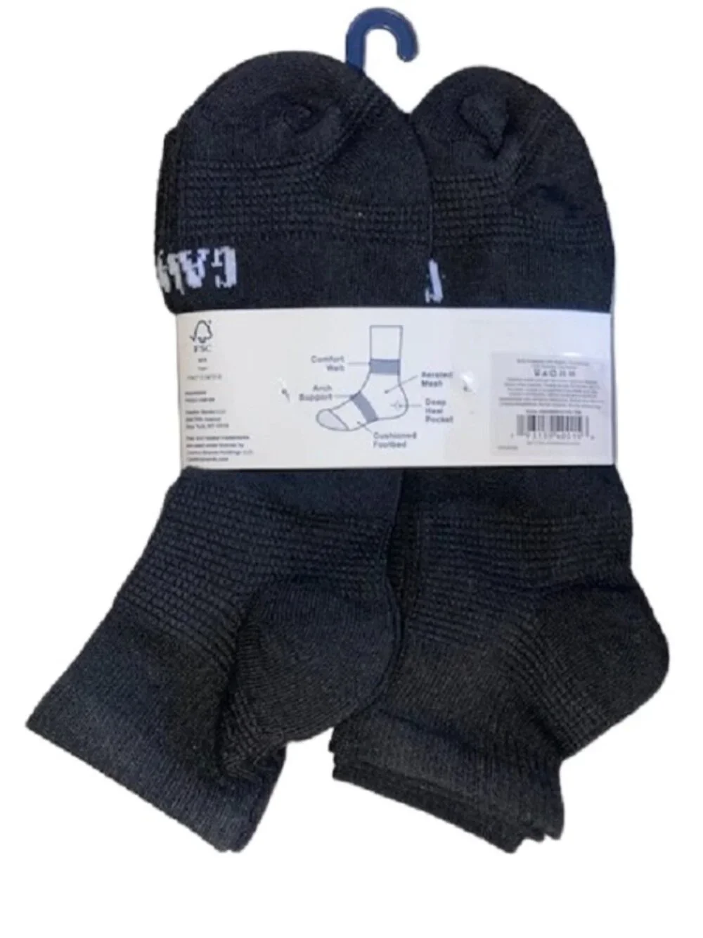GAP 6 Pair Men's Black Cushioned Quarter Socks, Odor Control